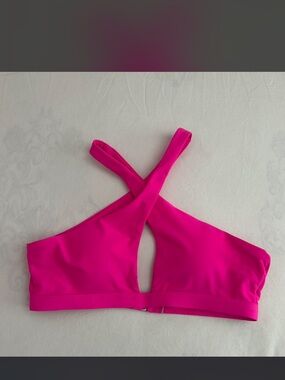 Pink bikini top with cut out detail size small